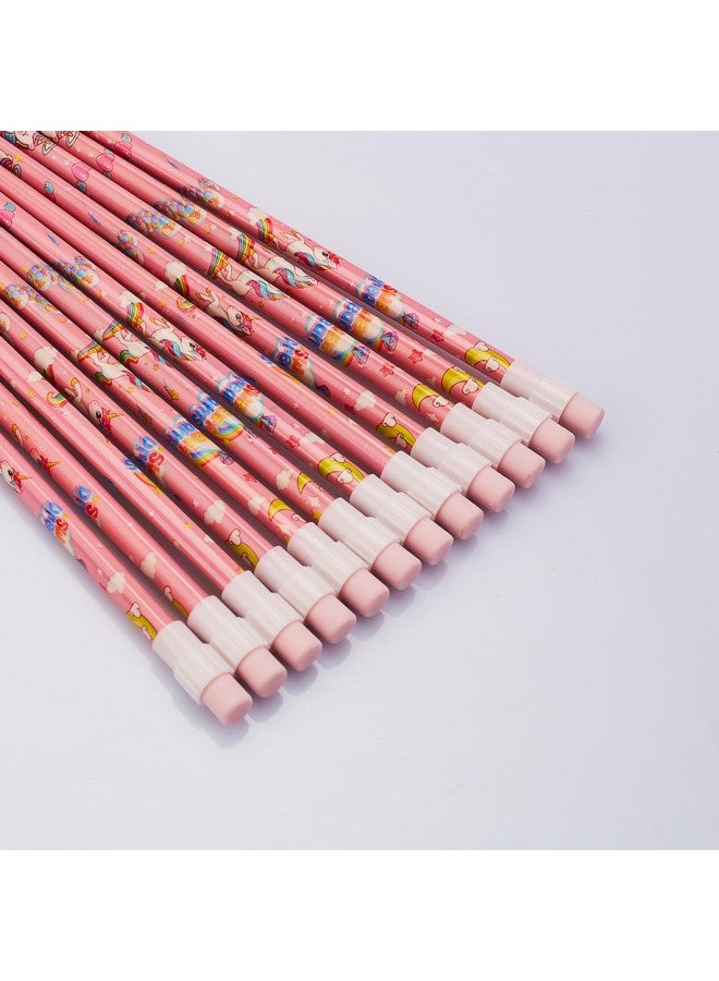 CherryBox Unicorn Pencils Stationary Kit - 12 Pencils Set with Grip Unicorn Eraser and Sharpner for Kids, Boys and Girls, Birthday Return Gift Stationary Set (Pink) - Image 4