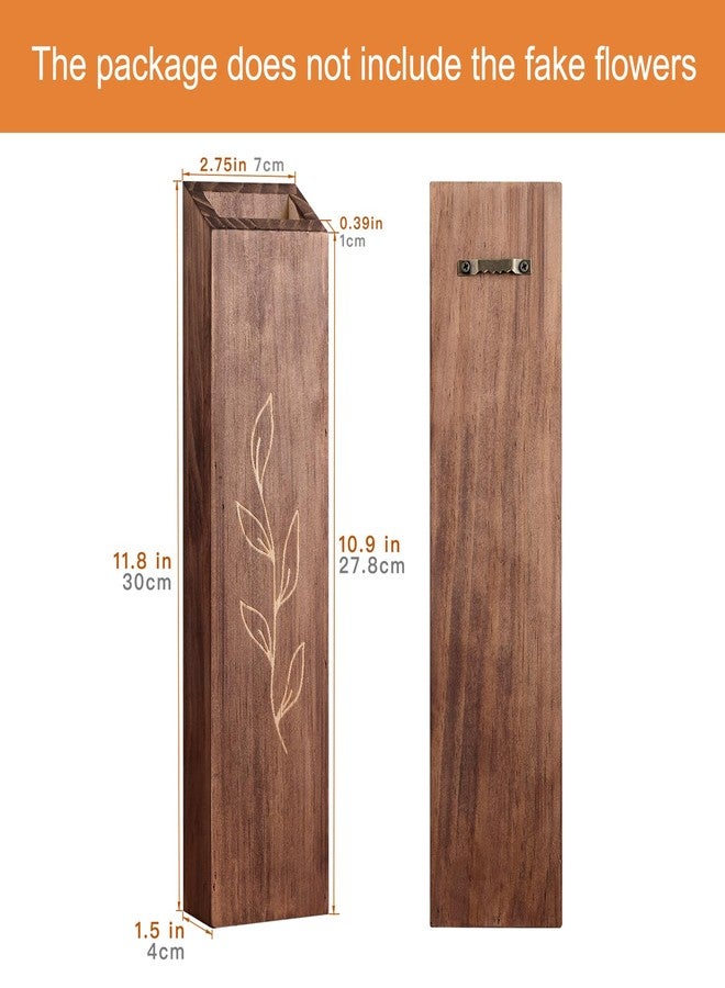BOTOP 4 Pack Wood Indoor Wall Planters, Modern Wall Decor for Living Room Bedroom, Farmhouse Pocket Wall Vases for Dried Flowers and Faux Greenery Plants - Brown - Image 2