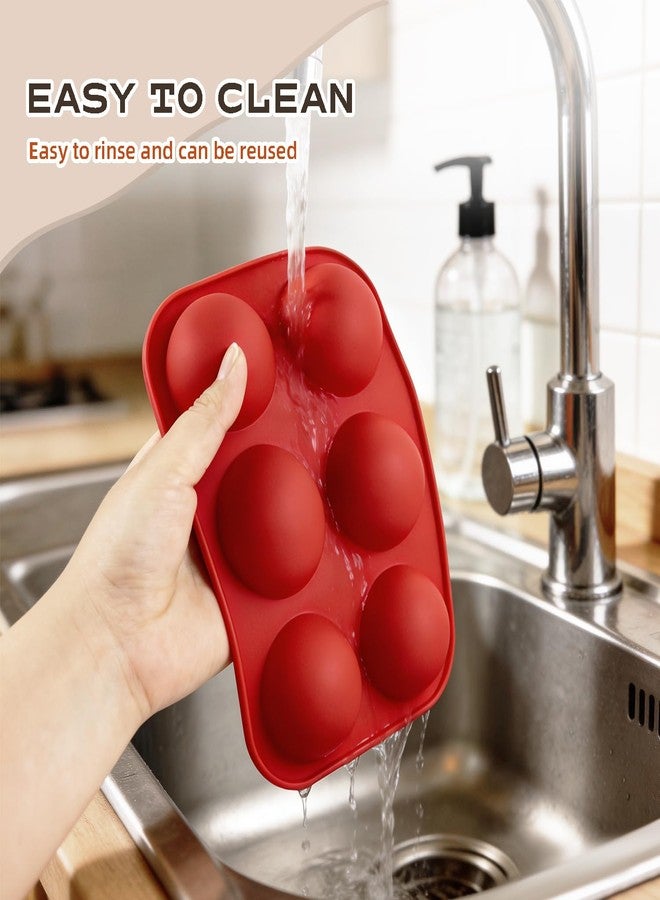 Bilkeru Silicone Semi Sphere Chocolate Bomb Molds, 6-Cavity Half Sphere Non-Stick Baking Mould, Perfect for Hot Cocoa Bombs, Cake, Jelly, Dome Mousse and Candy DIY (3 Pcs Brick Red) - Image 5