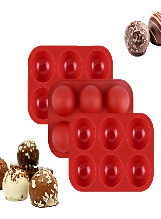 Bilkeru Silicone Semi Sphere Chocolate Bomb Molds, 6-Cavity Half Sphere Non-Stick Baking Mould, Perfect for Hot Cocoa Bombs, Cake, Jelly, Dome Mousse and Candy DIY (3 Pcs Brick Red) - Image 1