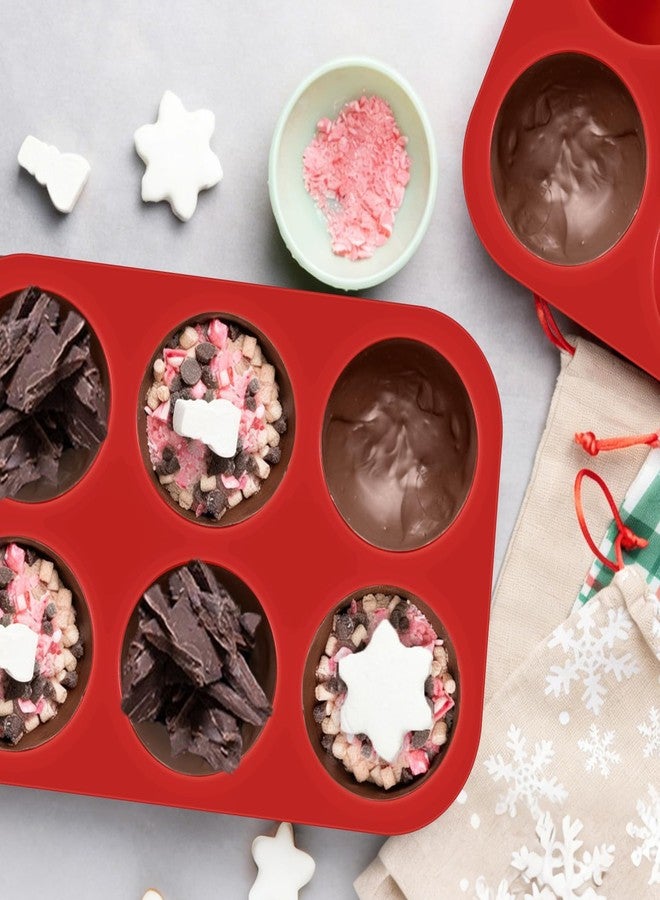 Bilkeru Silicone Semi Sphere Chocolate Bomb Molds, 6-Cavity Half Sphere Non-Stick Baking Mould, Perfect for Hot Cocoa Bombs, Cake, Jelly, Dome Mousse and Candy DIY (3 Pcs Brick Red) - Image 4