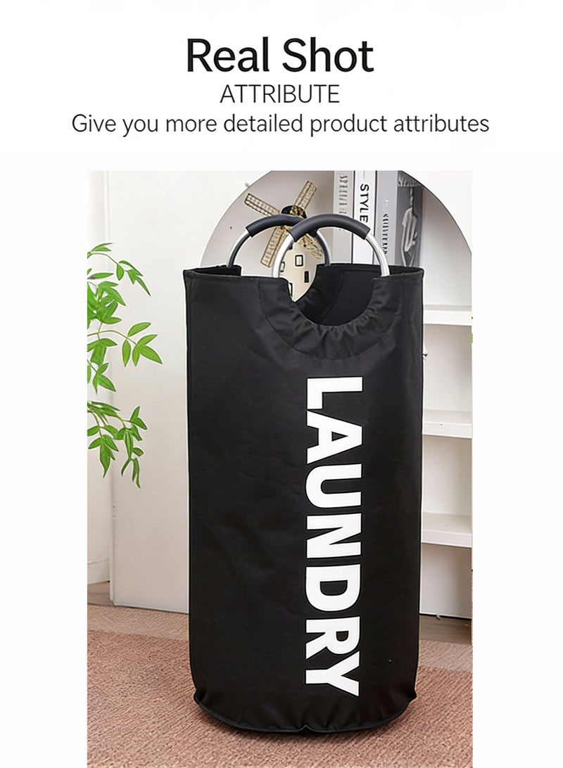 أوليس فيرس  مساعد البيت في رمضان – سلة غسيل قابلة للطي 90 لتر بمقابض ألومنيوم، سلة متعددة الاستخدام للغرفة، الحمام والمطبخ - Image 2