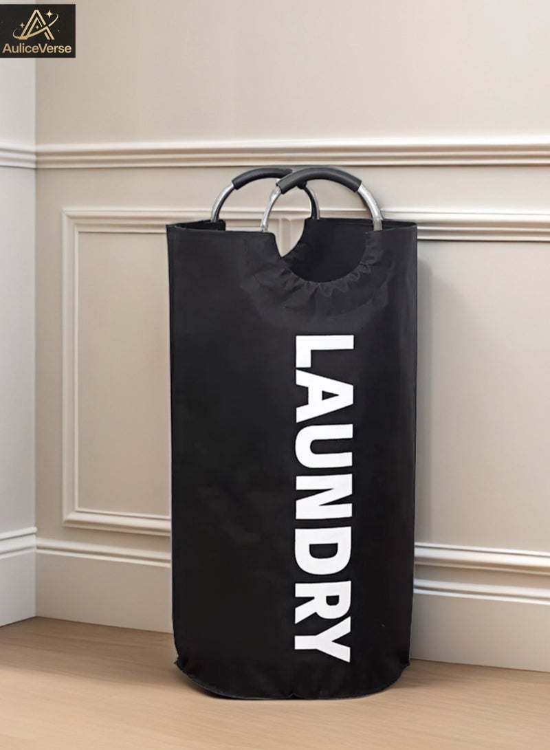 أوليس فيرس  مساعد البيت في رمضان – سلة غسيل قابلة للطي 90 لتر بمقابض ألومنيوم، سلة متعددة الاستخدام للغرفة، الحمام والمطبخ - Image 1