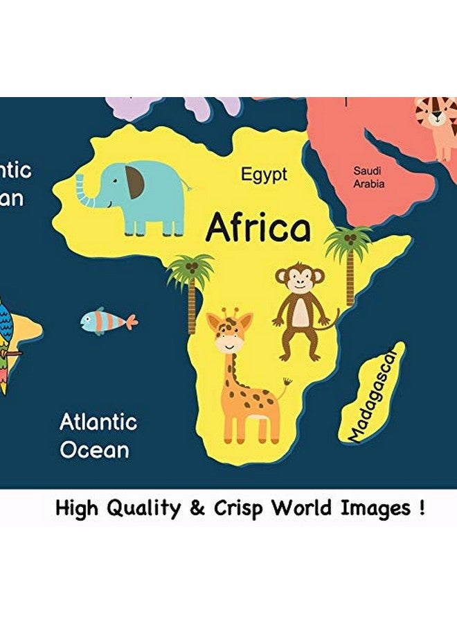 Fiddlys 40 Pcs Paperless Wooden Jigsaw Puzzle for Boys & Girls Learning Educational Toy for 4 Years and Above (World Map) - Image 4