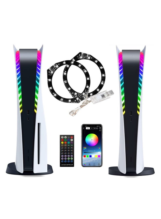PS5 Slim Console Decorative Lights Seven Colors Colorful Luminous Atmosphere Marquee Ring Bar Remote Control Gaming Accessories  - Image 1