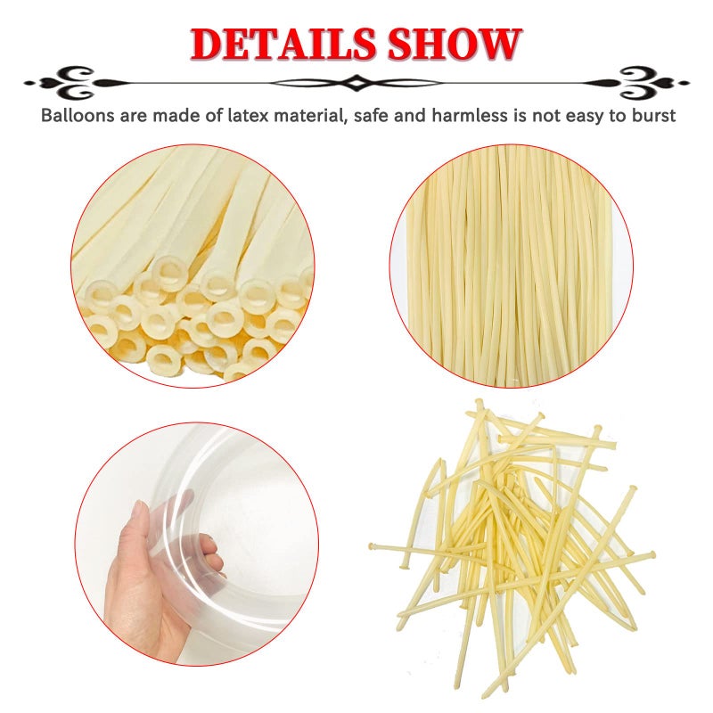 ZBYDNG 260 Balloons Clear, Thickening Long Balloons for Tying Arch, Twisting Latex Animals Magic Modeling Skinny Birthday Balloon for Kidâ€˜s Party Wedding Decoartion Supply 100pcs - Image 2
