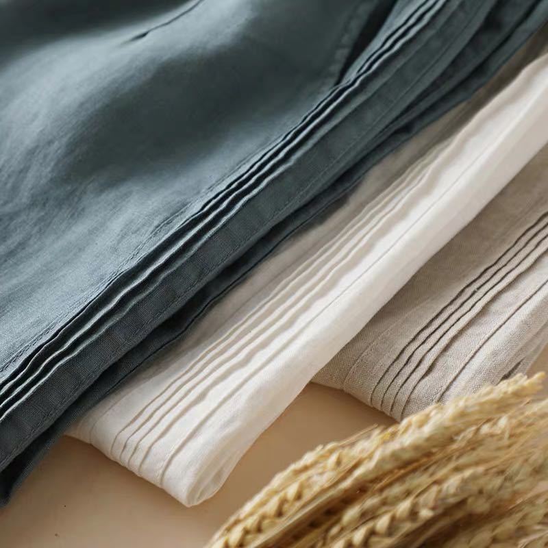 Pendant Cotton Linen Wide-leg Pants Womens 2023 Summer New Pants Womens Loose Slimming High Waist Thin Straight Casual Pants White  - Image 3
