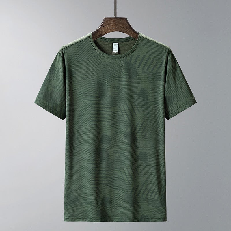 Summer Thin Breathable Quick-Drying Ice Silk T-Shirt Bottoming Shirt Trbottomy Brand Texture Large Size Short-Sleeved T-Shirt Dad Sports Top - Image 2