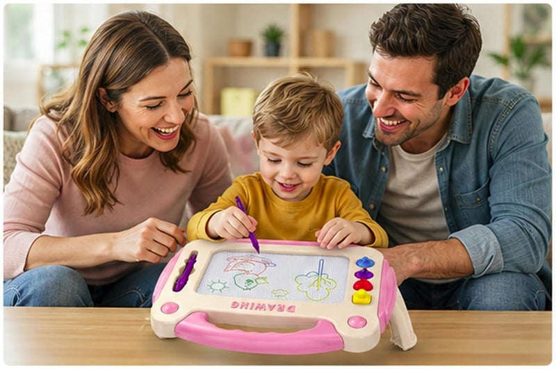 شاهنارو لوحة الرسم المغناطيسية للأطفال الصغار (وردي) – لوحة رسم مغناطيسية للأطفال مع قلم، لوحة رسم تعليمية وردية، لعبة سفر للأعمار 3 سنوات فما فوق، هدية عيد ميلاد للأولاد والبنات - Image 4