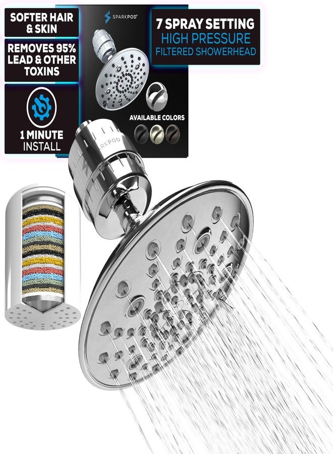 SparkPod Luxury Filtered Shower Head Set 23 Stage Shower Filter - Reduces Chlorine and Heavy Metals - High Pressure Showerhead Filter (8" Round, Luxury Polished Chrome) - Image 1