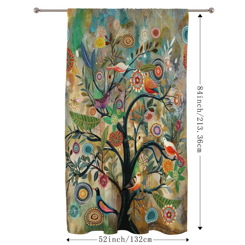 HMS Happy Memories Rod Pocket Door Curtains Thermal Insulated Room Darkening Curtains Blackout Floral Style Drapes Window Curtain 1 Panel for Living Room Bedroom Kitchen(Dark Green Tree 52" x 84") - Image 2