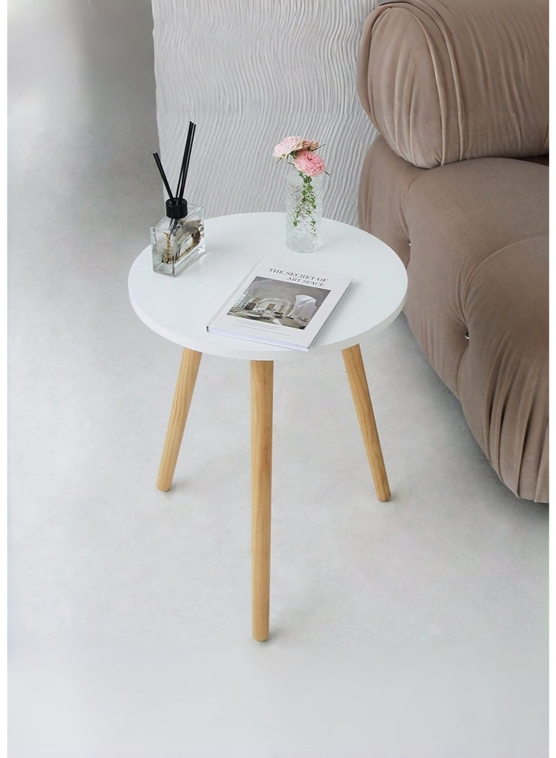 JoyousSto Round Side/ End Table, Accent Nightstand Modern for Living Room Bedroom Office Small Spaces, 16*19.5in(40*50cm),White - Image 2