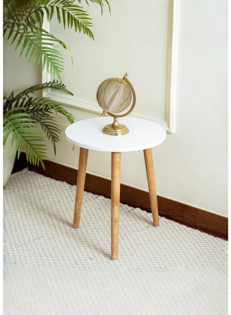 JoyousSto Round Side/ End Table, Accent Nightstand Modern for Living Room Bedroom Office Small Spaces, 16*19.5in(40*50cm),White - Image 3