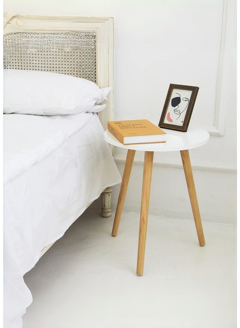 JoyousSto Round Side/ End Table, Accent Nightstand Modern for Living Room Bedroom Office Small Spaces, 16*19.5in(40*50cm),White - Image 4