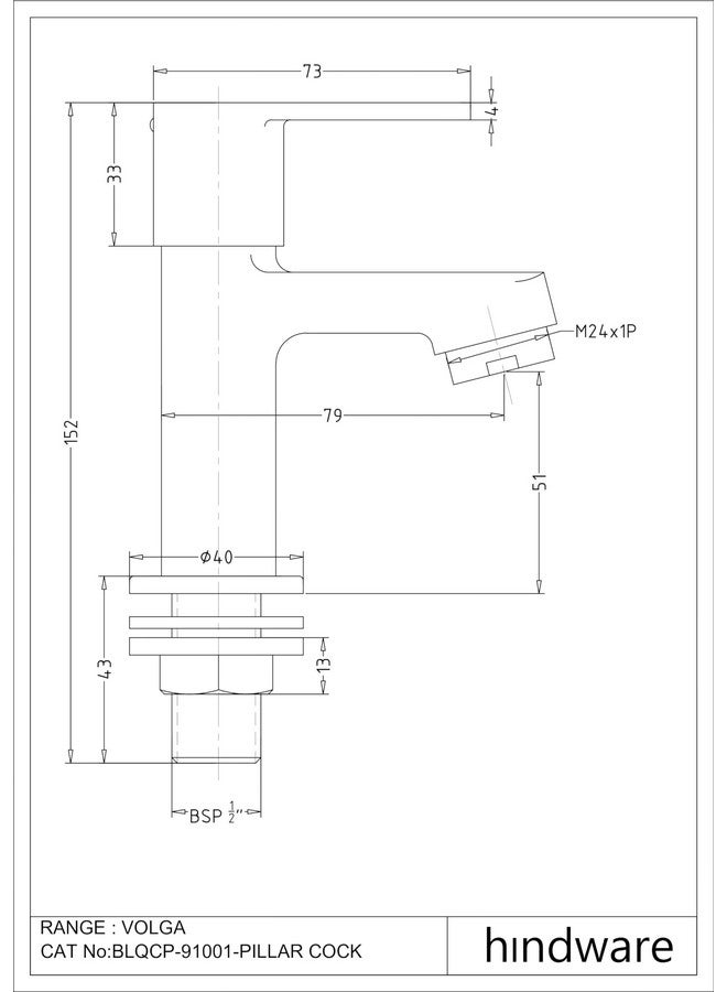 hindware Benelave by Hindware Volga Pillar Tap for Bathroom, Brass with Chrome Finish | 7-Year Manufacturer Warranty - Image 2