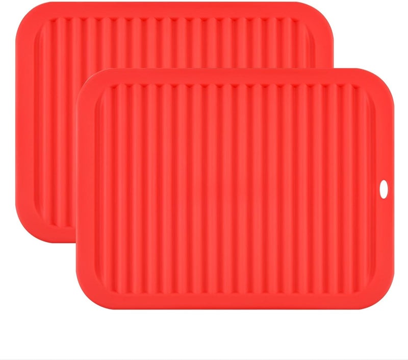 Smithcraft Silicone Trivets for Hot Dishes Pots and Pans, Silicone Hot Pads for Kitchen, Non-Slip Pot Holders Trivet Mat, Waterproof Heat Resistant Mat for Counter, Flexible Hot Pad Mat Red - Image 1