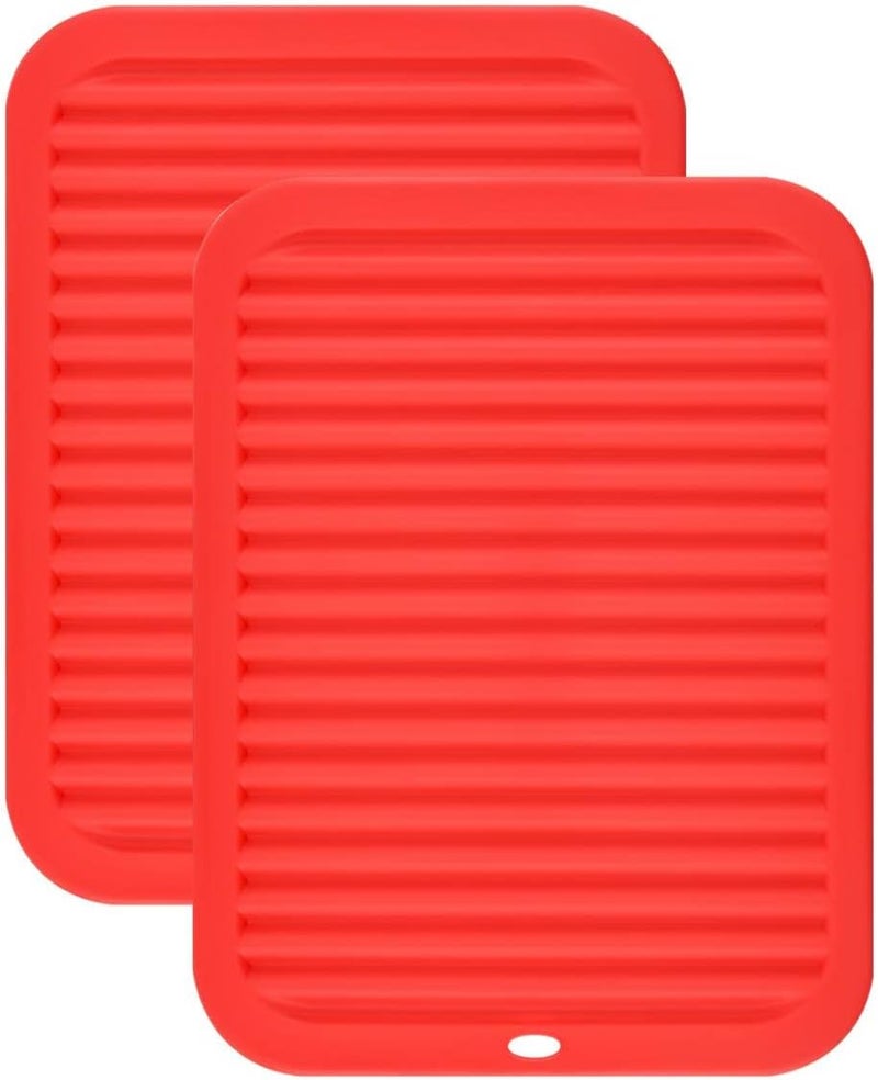 Smithcraft Silicone Trivets for Hot Dishes Pots and Pans, Silicone Hot Pads for Kitchen, Non-Slip Pot Holders Trivet Mat, Waterproof Heat Resistant Mat for Counter, Flexible Hot Pad Mat Red - Image 3