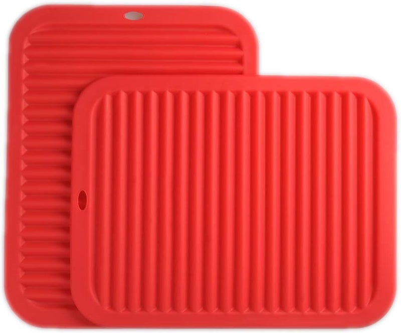 Smithcraft Silicone Trivets for Hot Dishes Pots and Pans, Silicone Hot Pads for Kitchen, Non-Slip Pot Holders Trivet Mat, Waterproof Heat Resistant Mat for Counter, Flexible Hot Pad Mat Red - Image 2