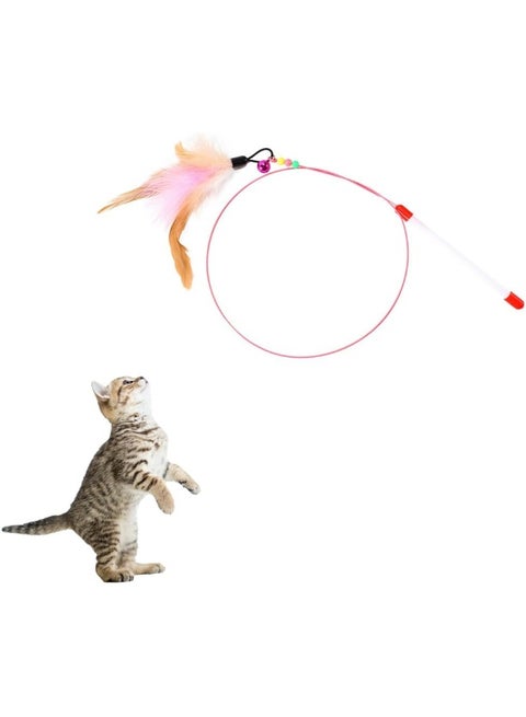 لعبة نيون ستايل لجذب القطط، ألعاب تفاعلية للقطط لتعزيز الروابط، ألعاب تفاعلية للقطط مع ريش وأجراس لجذب انتباه القطط، ألعاب تفاعلية للقطط المنزلية (ريش سلكي معدني)