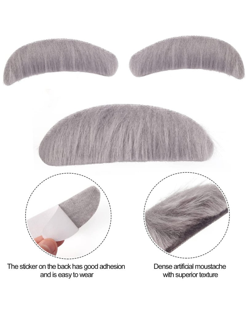 Excefore Old Man Costume for Kids, 6 Pcs Old Man Costume, Old Man Wig, with Flat Cap, Glasses, Toy Crutch and Eyebrow Mustache Stickers, for 100th Day of School, Grandpa Cosplay - Image 4
