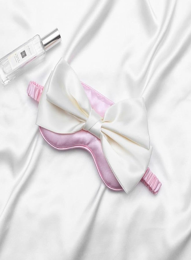 FRESHME Silk Bow Sleepping Eye Mask - Soft Silk Pink Comfortable Blindfold Block Light Eyes Masks for Women Travel Bed Sleep Office Sleepover Nap Party Gift Supplies - Image 5