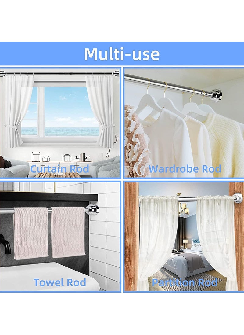 AUTOYSUR Shower Curtain Rod, Adjustable Tension Spring, Shower Curtain Rod Tension, Telescopic Curtain Pole Stainless Steel Extendable Clothes Rail Extendable Pole, No Drilling  - Image 3