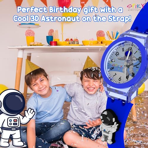 SPIKY Analog Watch For Kids (Blue) | 3D Astronaut Cartoon | 7 Multicolor LED Luminous Lights with Silicone Strap | Children’s Unisex Best Birthday Gift | Analogue Wrist Watches For Boys & Girls | Age 3-10 Yrs - Image 3