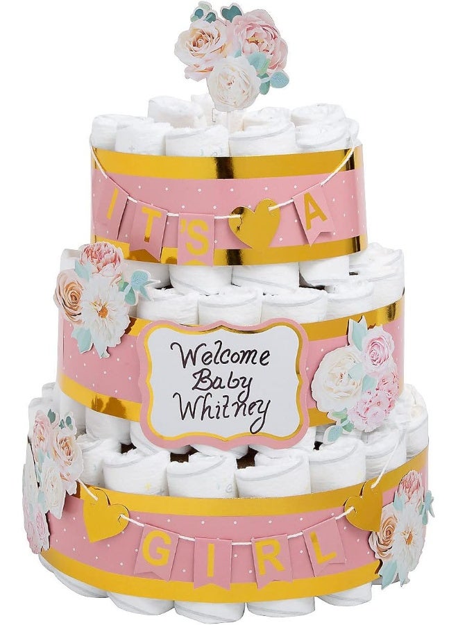 Fun Express It’s a Girl Diaper Cake Decorating Kit – 12 Pieces - Image 1