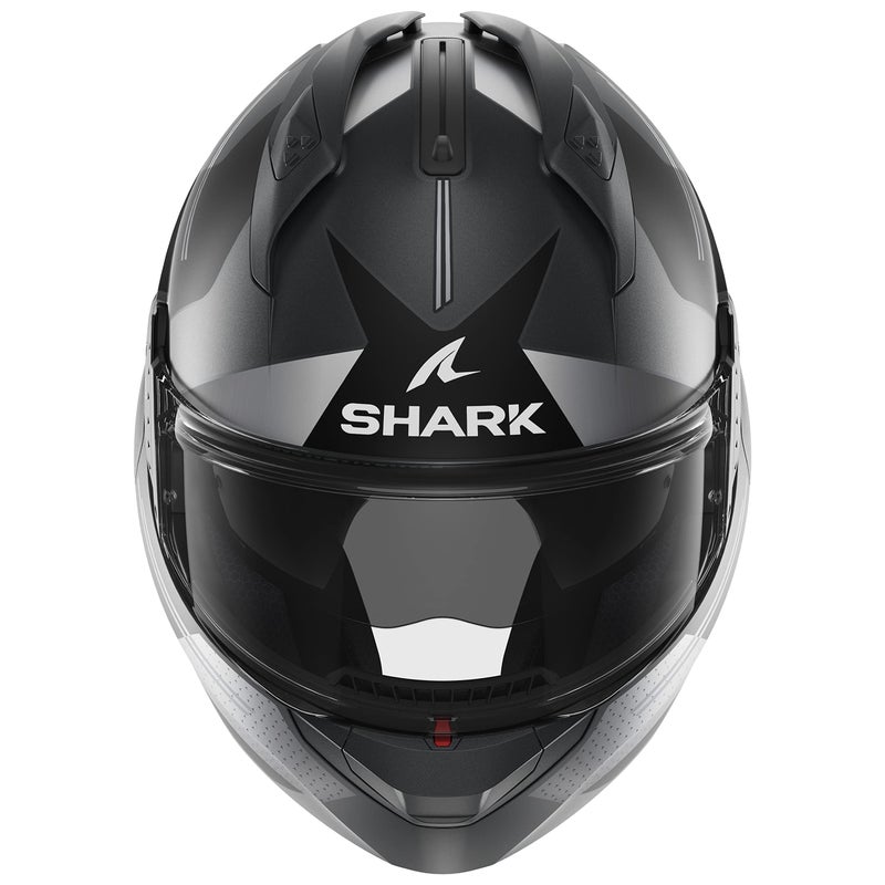 Shark خوذة دراجة نارية مودولار شيرك HE8917AUS EVO-GT تيكلين مات للجنسين، صغير جداً، أسود غير لامع/رمادي غير لامع - Image 2