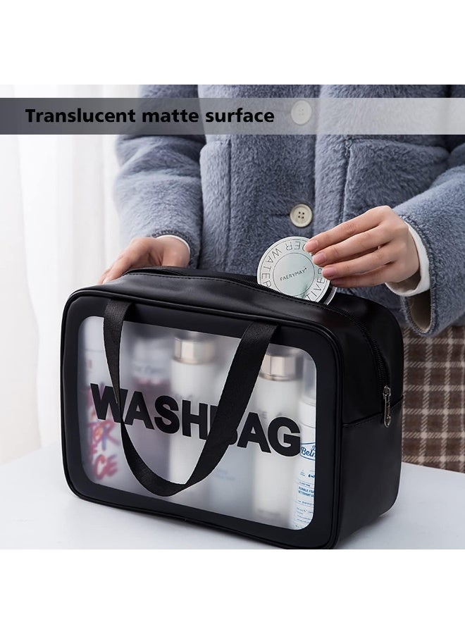 MIMOE Transparent Toiletry Bags 3 Pieces Set - Waterproof Cosmetic Organizer with Zipper Closure, Handle Black Cosmetic Bags for Indoor Travel Outdoor - Image 3
