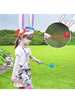 ThinkMax 4 Players Easter Outdoor Party Games for Kids and Family - Potato Sack Race Jumping Bags, Legged Relay Race Bands, Egg and Spoon Race and Inflatable Bunny Ring Toss Games - Easter Party Supplies  - Image 4