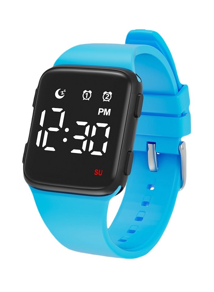 Kids Watches for Girls Boys, Digital Sport Watch with Step Counter Pedometer Vibration Alarm Clock, No App Waterproof Kids Watch Boys Girls Teens Students Ages 5-16, Light Blue - Image 1