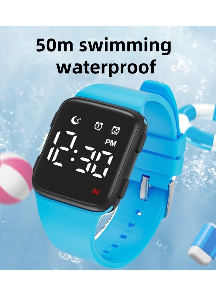 Kids Watches for Girls Boys, Digital Sport Watch with Step Counter Pedometer Vibration Alarm Clock, No App Waterproof Kids Watch Boys Girls Teens Students Ages 5-16, Light Blue - Image 2