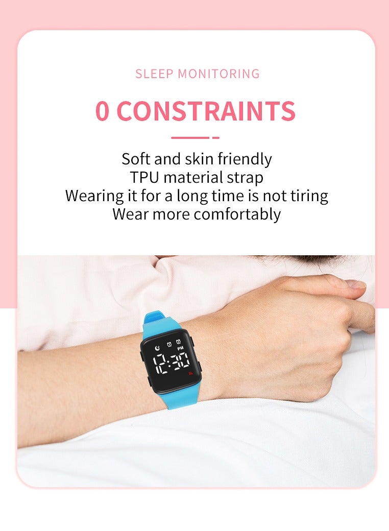 Kids Watches for Girls Boys, Digital Sport Watch with Step Counter Pedometer Vibration Alarm Clock, No App Waterproof Kids Watch Boys Girls Teens Students Ages 5-16, Light Blue - Image 3