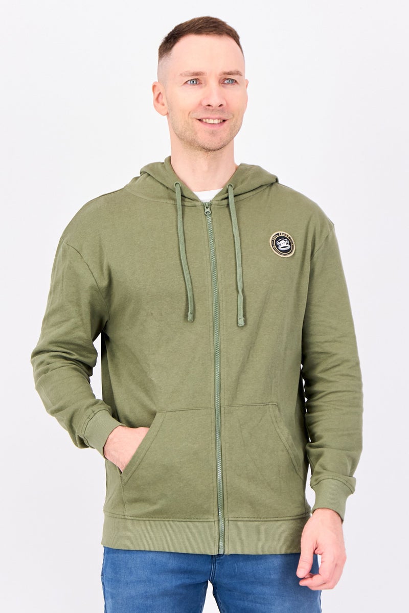 Paul Frank هودي بأكمام طويلة بشعار العلامة التجارية للرجال، أخضر - Image 1