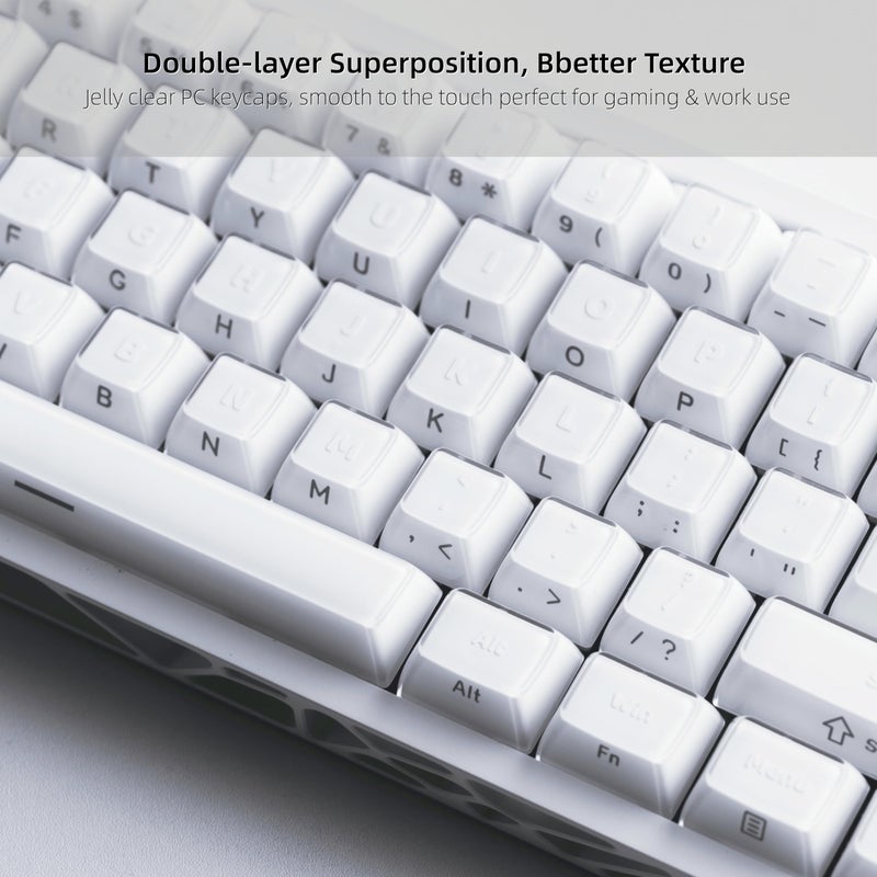 Womier White Jelly Keycaps 3.0, Keycaps for Mechanical Keyboard, Stereo Relief OEM Profile Custom Key caps for 60 75 100% Mechanical Keyboards with Cherry/Gateron MX Switches - Image 3