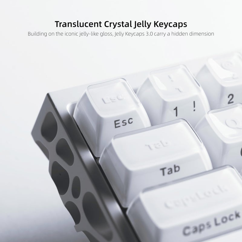 Womier White Jelly Keycaps 3.0, Keycaps for Mechanical Keyboard, Stereo Relief OEM Profile Custom Key caps for 60 75 100% Mechanical Keyboards with Cherry/Gateron MX Switches - Image 4