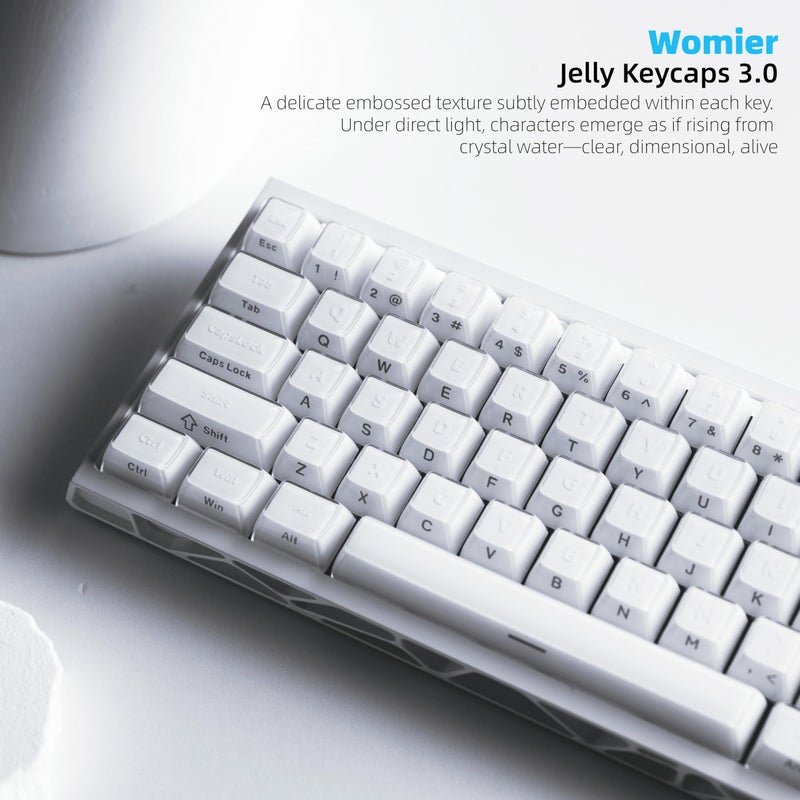 Womier White Jelly Keycaps 3.0, Keycaps for Mechanical Keyboard, Stereo Relief OEM Profile Custom Key caps for 60 75 100% Mechanical Keyboards with Cherry/Gateron MX Switches - Image 5