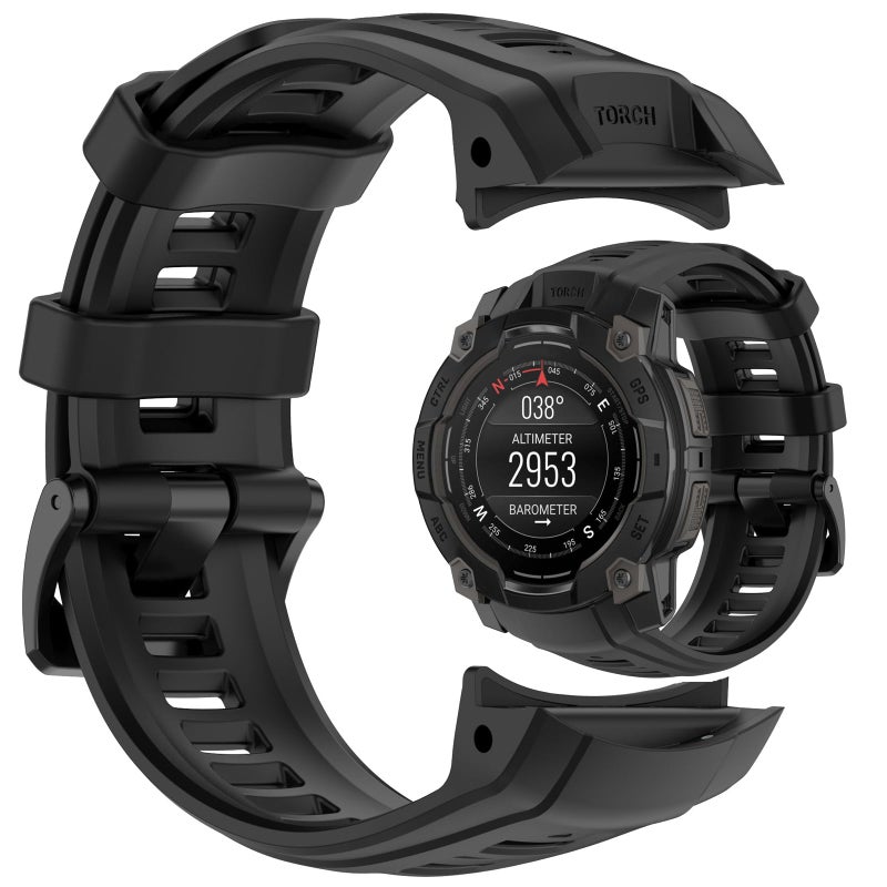 AWADUO 26mm Silicone Replacement Strap Compatible with Garmin Instinct 3 (50mm) – Soft & Durable Quick Release Band (Black) - Image 2