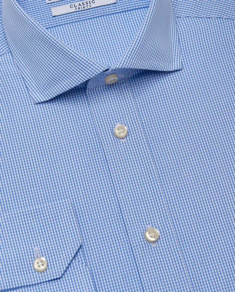 كاميتشسما قميص كلاسيكي ضيق بنقشة مربعات أزرق فاتح