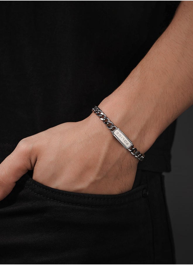 POLICE Taper Bracelet Sleek Chain with StudEmbedded Tag and Signature  - Image 4