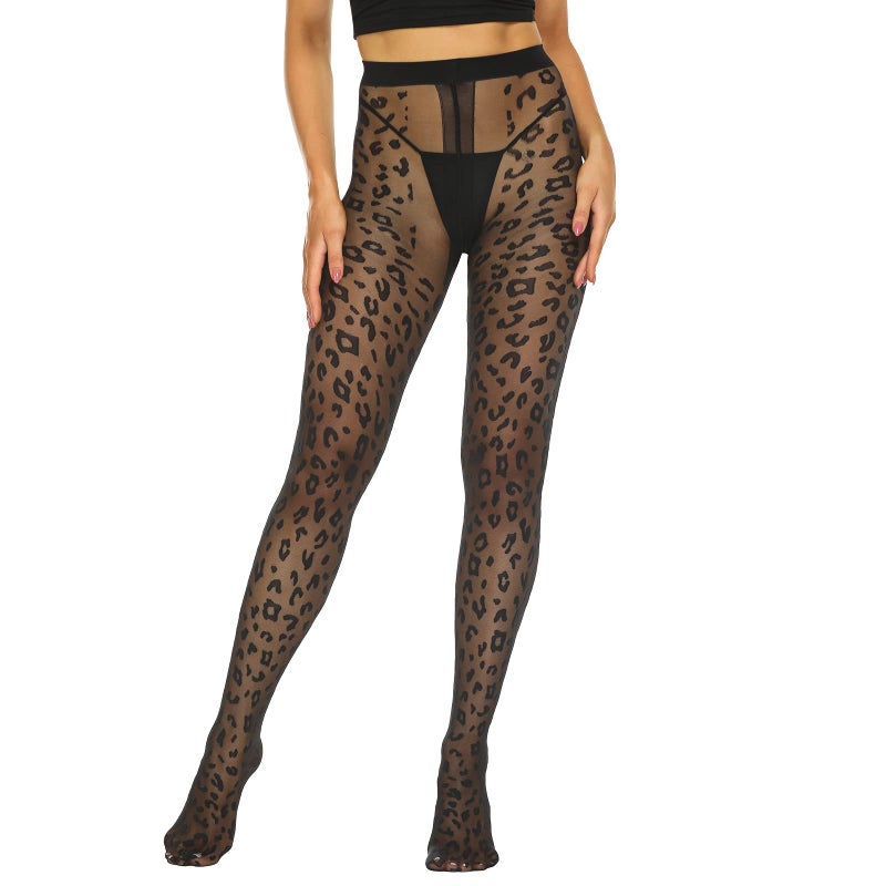 MANZI 20D Patterned Tights for Women Fishnet Stockings Women's Sheer Tights Ultra Thin High Waist Pantyhose (Leopard Tights) - Image 2