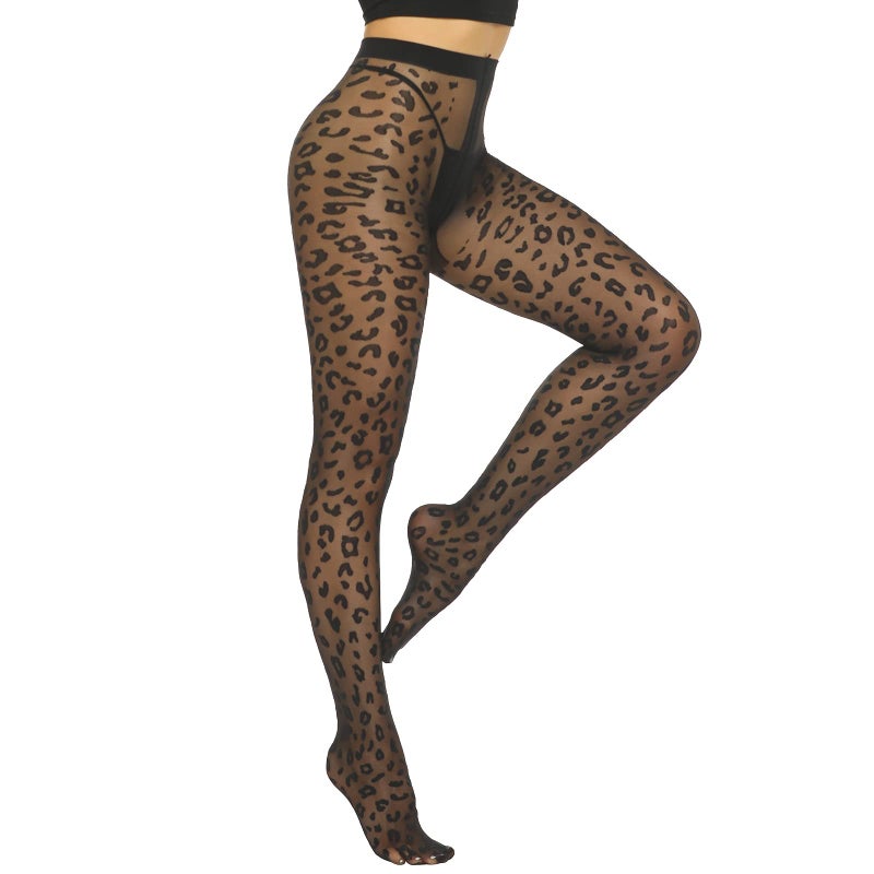 MANZI 20D Patterned Tights for Women Fishnet Stockings Women's Sheer Tights Ultra Thin High Waist Pantyhose (Leopard Tights) - Image 1