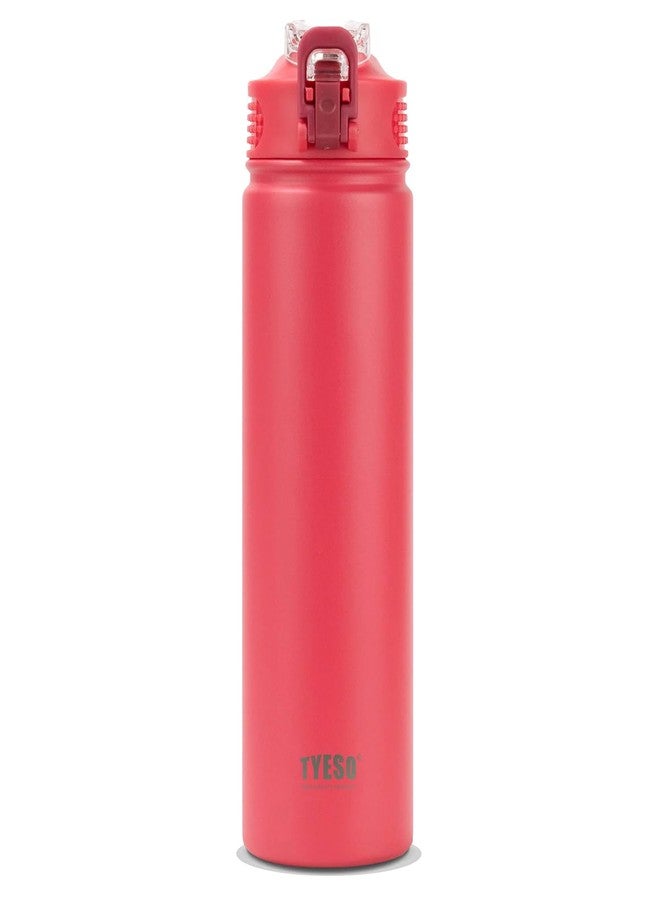 TYESO Water Bottle with Carrying Handle Straw Lid | Insulated Stainless Steel Thermos | Travel Water Bottles for Gym & Sports | Leak Proof & BPA Free | All Day Collection | 25oz (Cherry) - Image 1