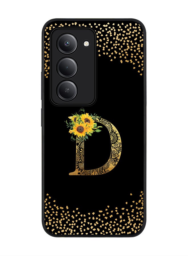Stylizedd For Xiaomi Redmi 15 5G Case,Slim fit Camera Protection, Shockproof Thin Phone cover  - Custom Floral Monogram - D ( Black ) - Image 1