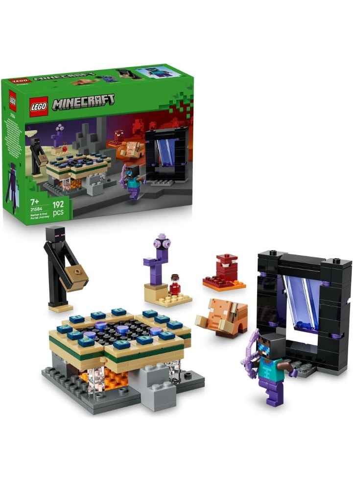 LEGO Minecraft Nether & End Portal Journey - Building Toy w/a Cool Hero, Enderman & Baby Hoglin Mob Figures - Gaming Gift for 7+ Year Old Boys & Girls - 21584 - Image 1