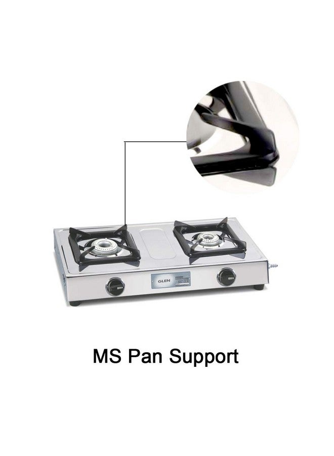 GLEN Glen 2 Aluminium Alloy Burners LPG Gas Stoves | Stainless Steel Top | Manual Ignition | ISI Certified | MS Pan Supports | Ergonomic Black knobs | Stainless Steel Drip Trays | 1020 SS AL  - Image 3