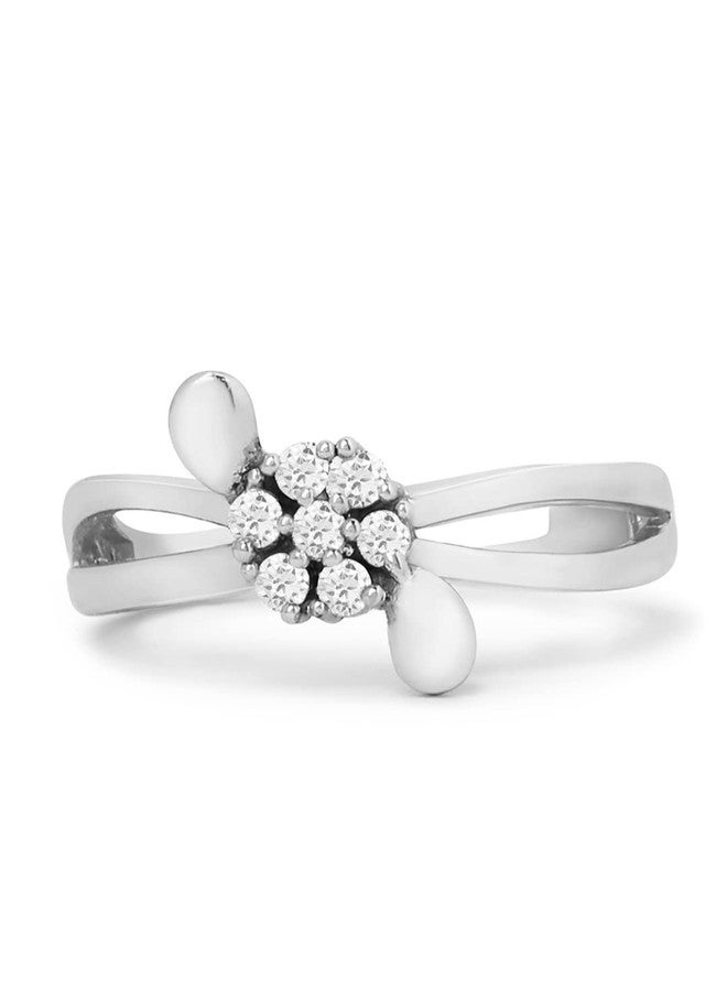 Ami Silver Tone Cubic Zirconia Contemporary Brass Ring For Women-ZPFK19578 - Image 1