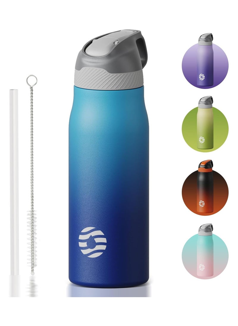 FjBottle - FEIJIAN 316 Stainless Steel Water Bottle with Straw - Vacuum Insulated Metal Water Bottle - 710ml - Standard Mouth Flask - BPA Free - Leakproof Reusable Thermos Flask for Work, Gym, Travel - Image 1