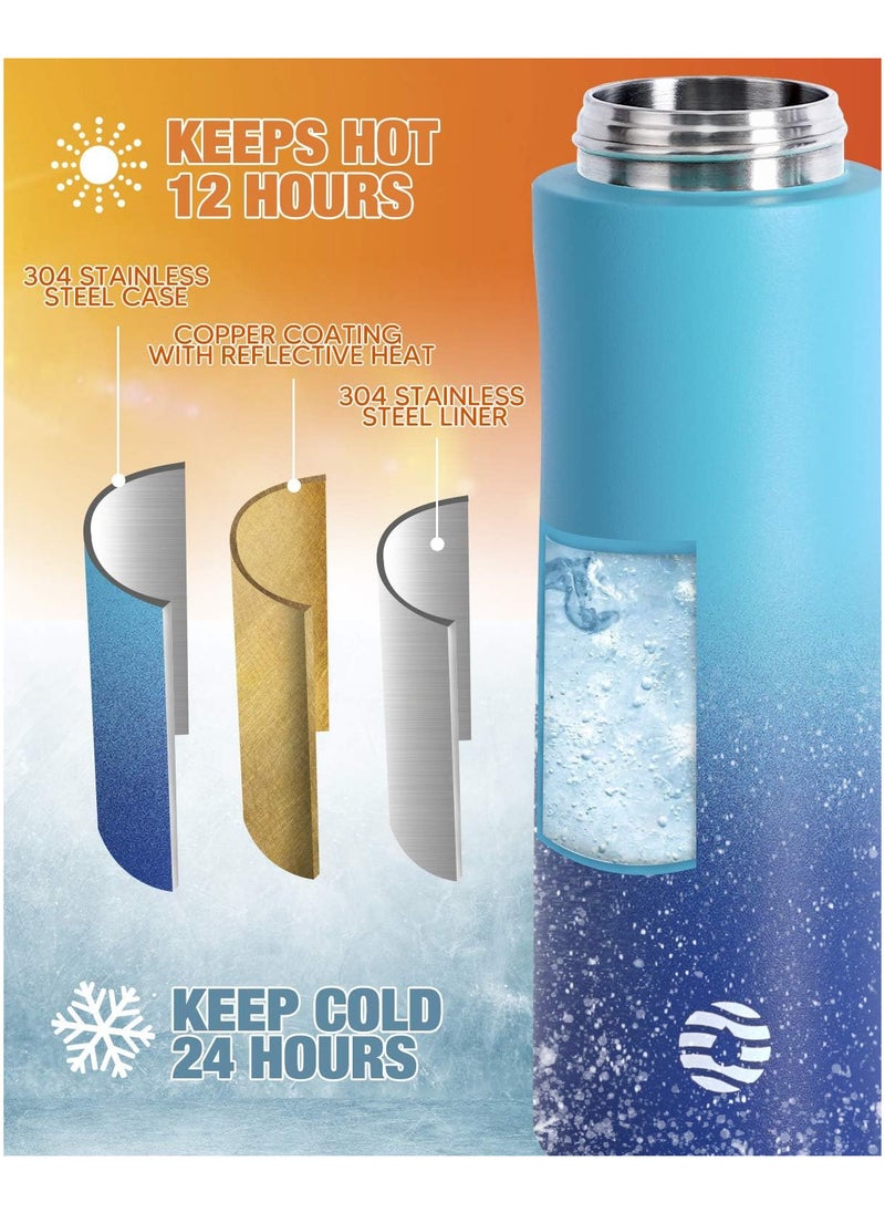 FjBottle - FEIJIAN 316 Stainless Steel Water Bottle with Straw - Vacuum Insulated Metal Water Bottle - 710ml - Standard Mouth Flask - BPA Free - Leakproof Reusable Thermos Flask for Work, Gym, Travel - Image 1